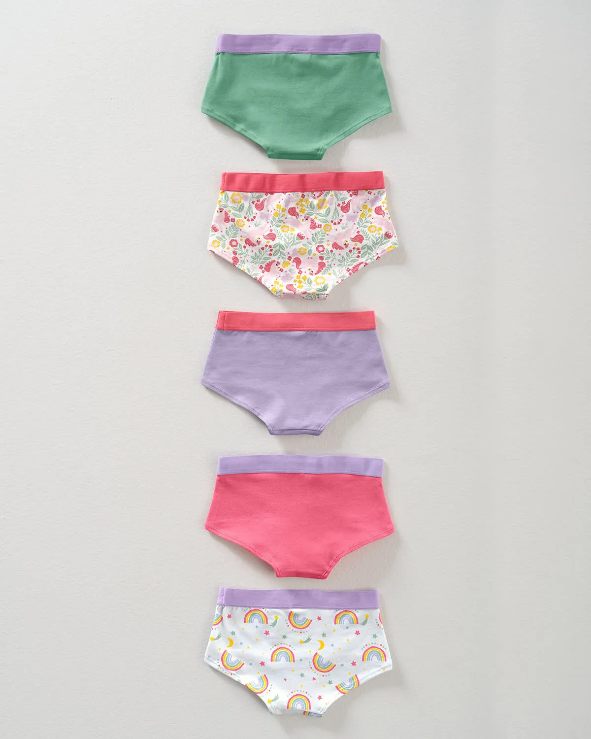 Paquete x 5 panties tipo hipster en algodón suave para nia