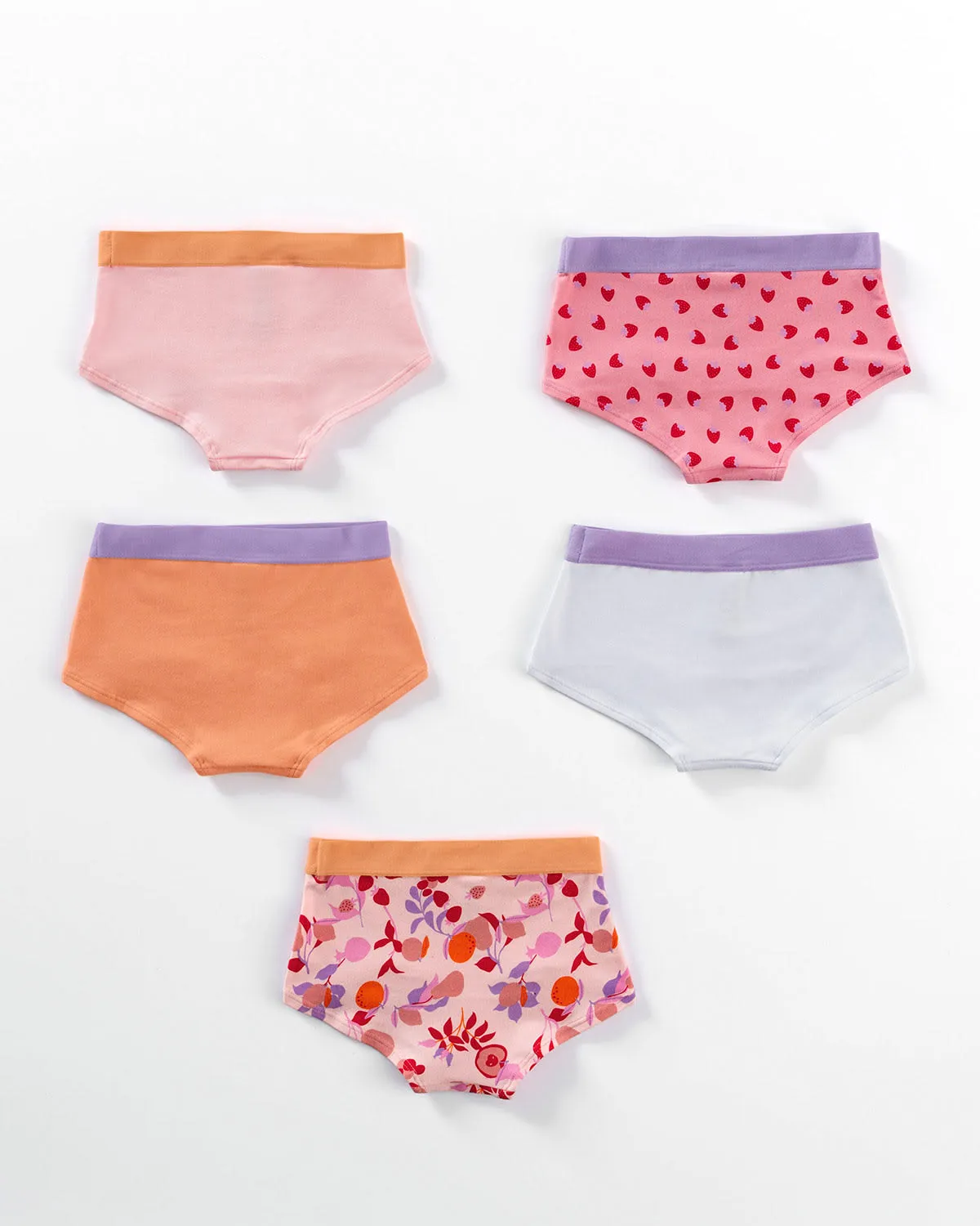 Paquete x 5 panties tipo hipster en algodón suave para nia