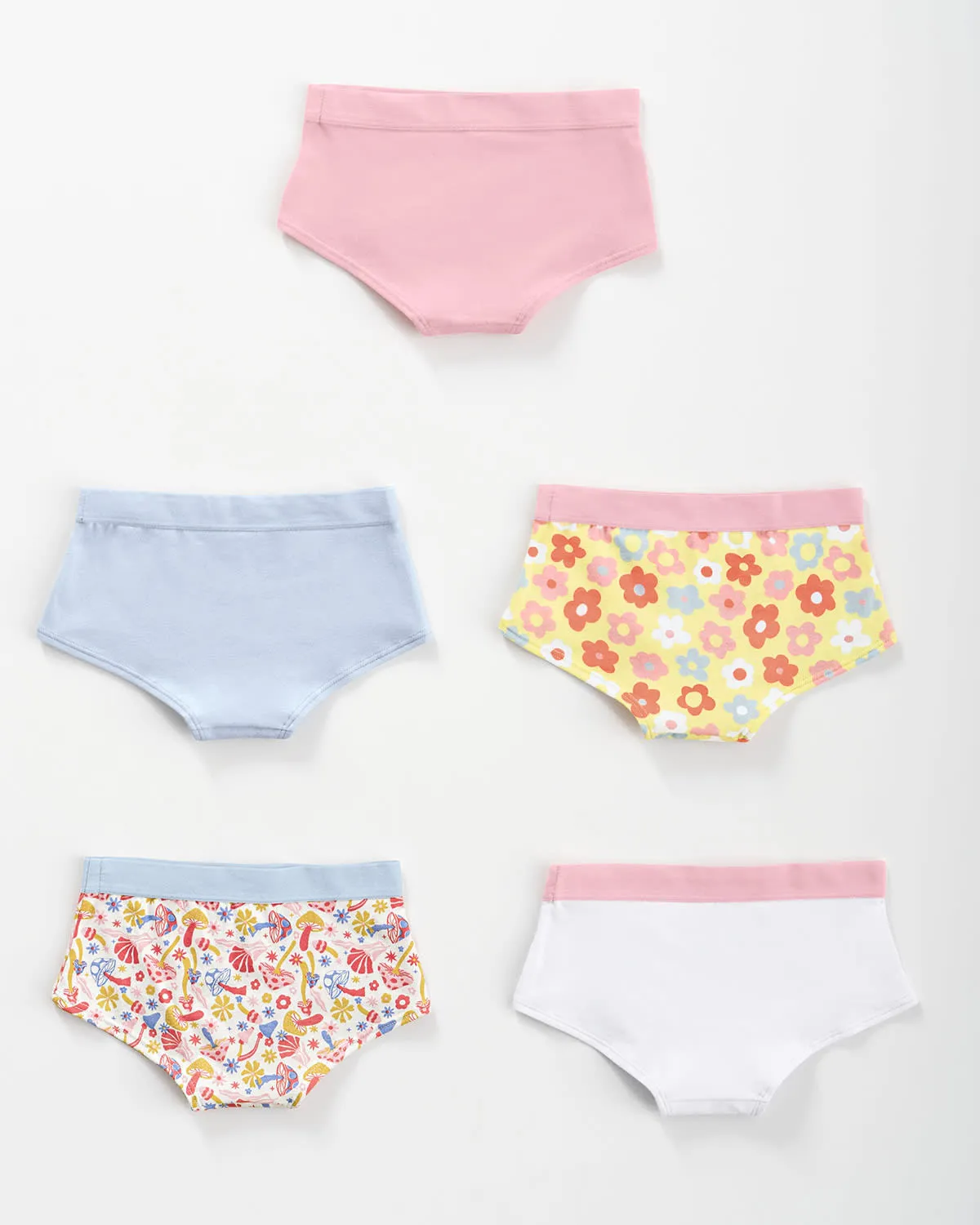 Paquete x 5 panties tipo hipster en algodón suave para nia