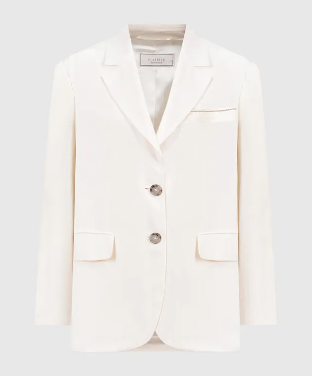 Peserico Beige jacket with monil chain