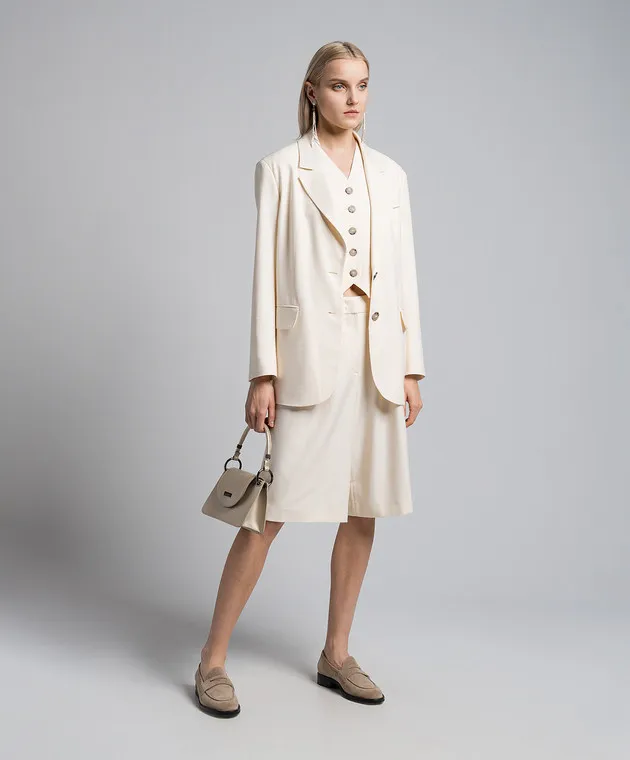 Peserico Beige jacket with monil chain