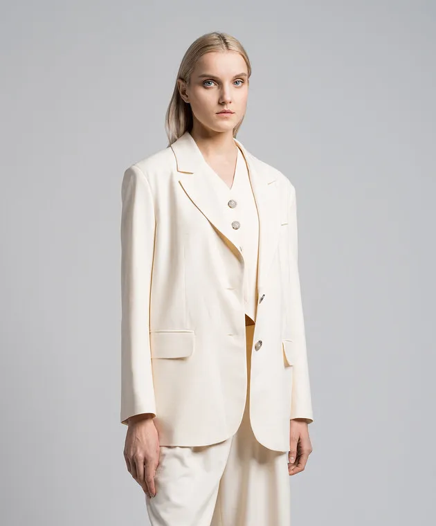 Peserico Beige jacket with monil chain