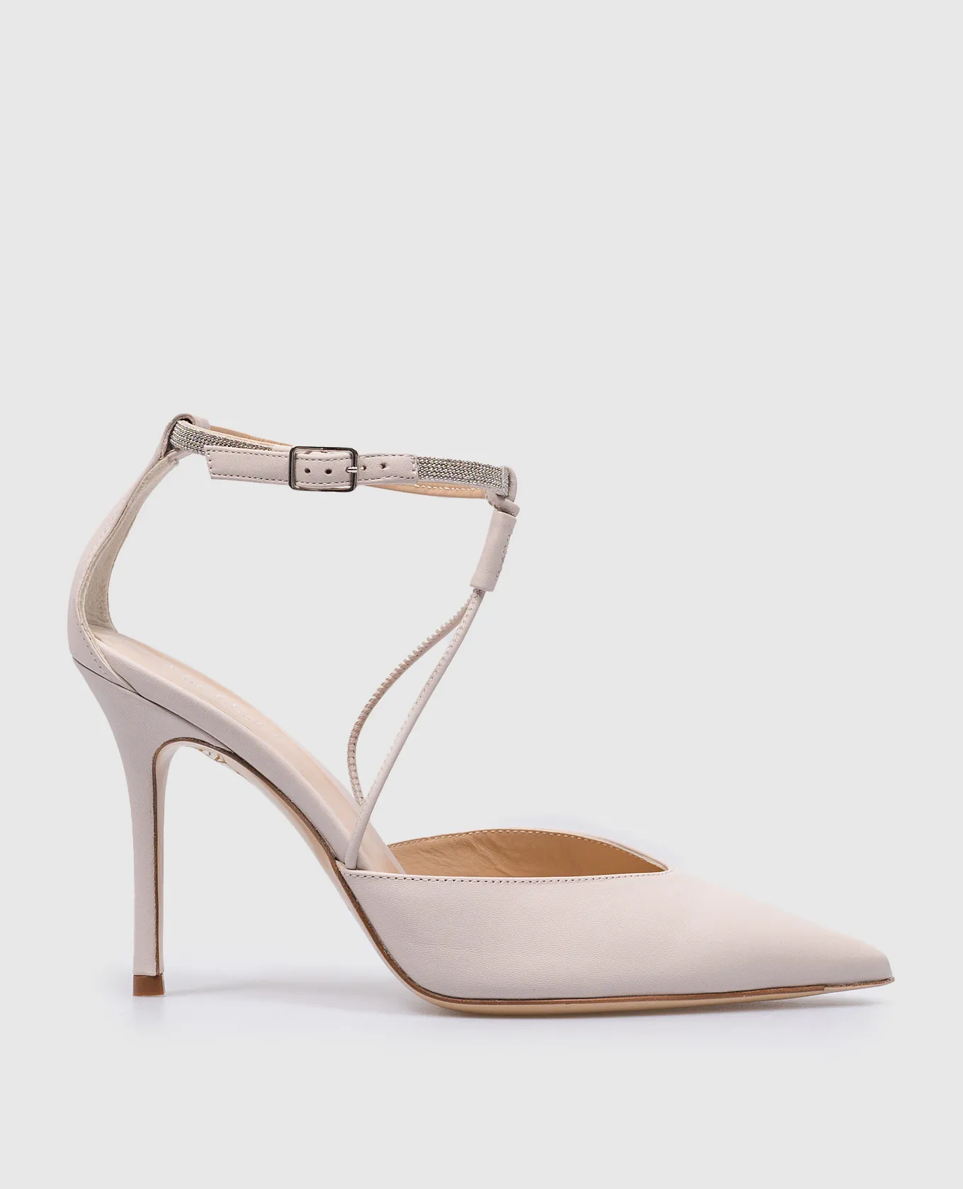 Peserico Beige leather shoes with monil chain