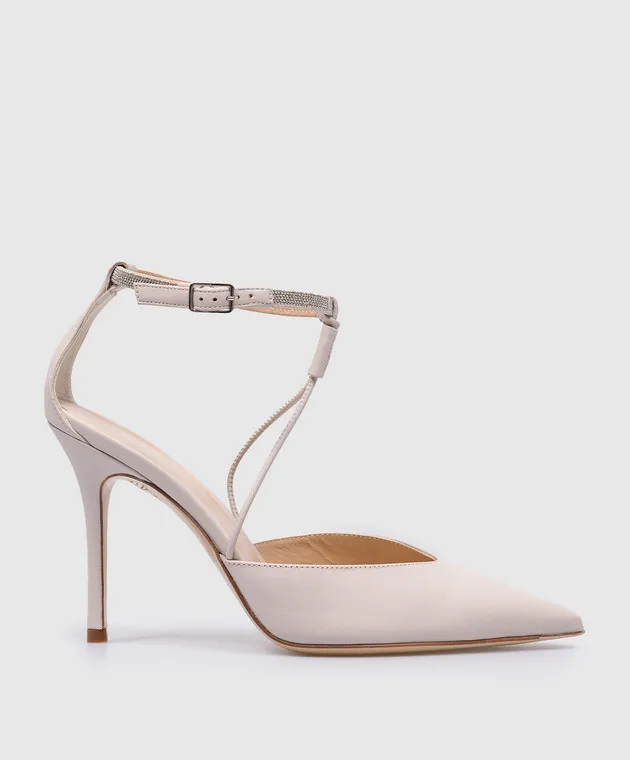 Peserico Beige leather shoes with monil chain