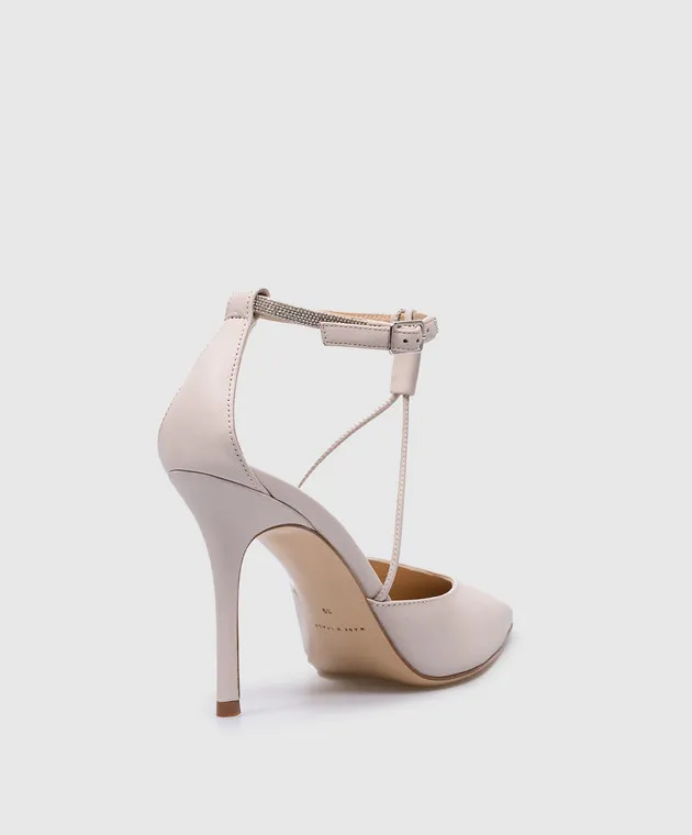 Peserico Beige leather shoes with monil chain