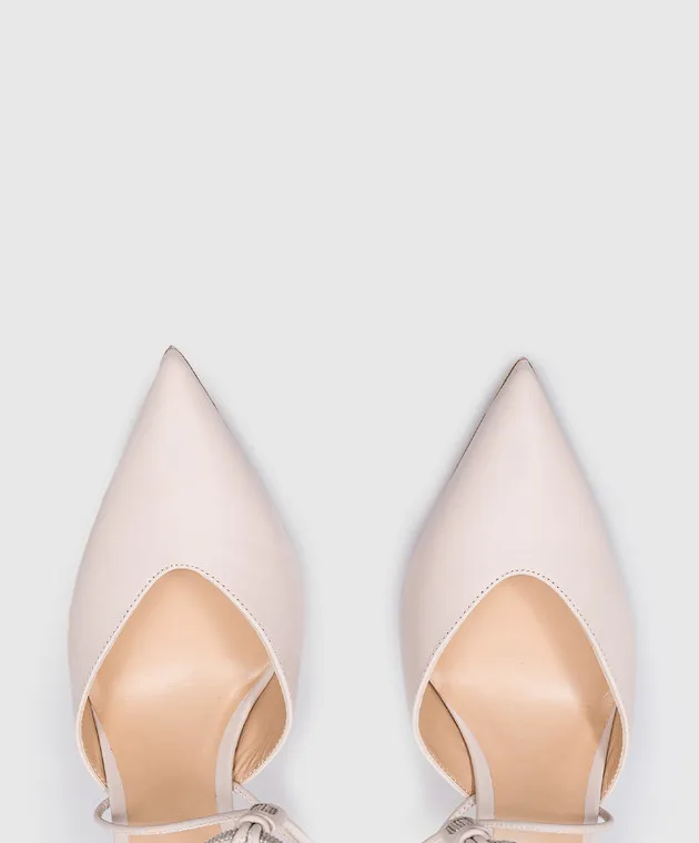 Peserico Beige leather shoes with monil chain
