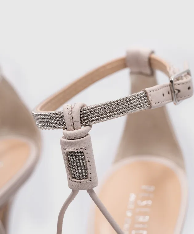 Peserico Beige leather shoes with monil chain