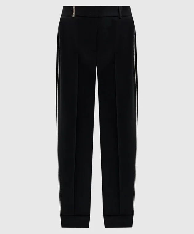 Peserico Black pants with monil chain