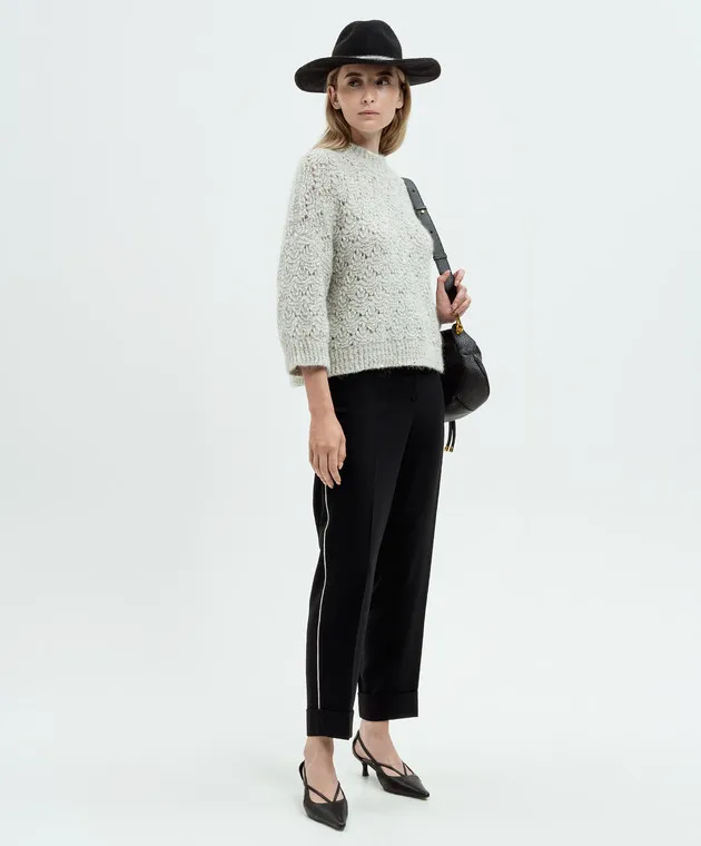Peserico Black pants with monil chain