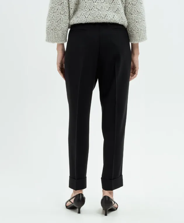 Peserico Black pants with monil chain