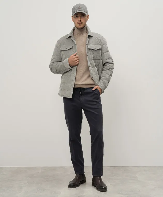 Peserico Blue pants with metallic logo