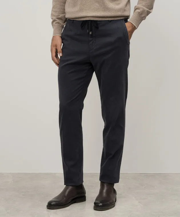 Peserico Blue pants with metallic logo