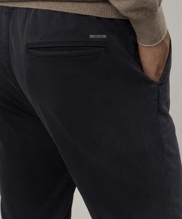 Peserico Blue pants with metallic logo