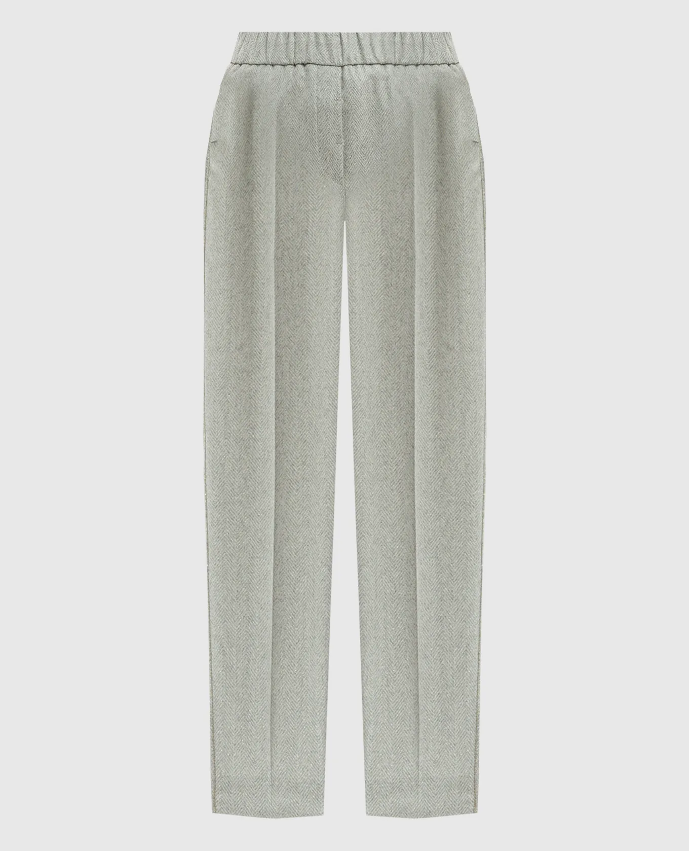 Peserico Gray woolen pants with monil chain with lurex