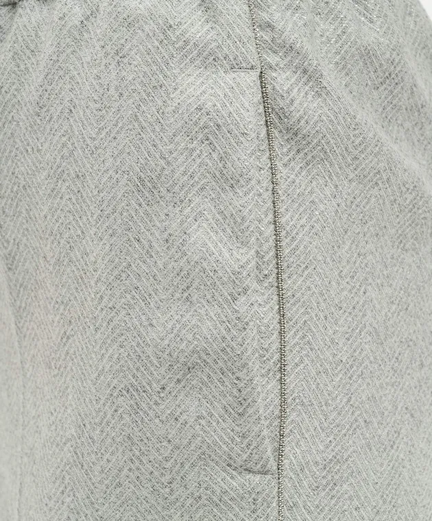 Peserico Gray woolen pants with monil chain with lurex