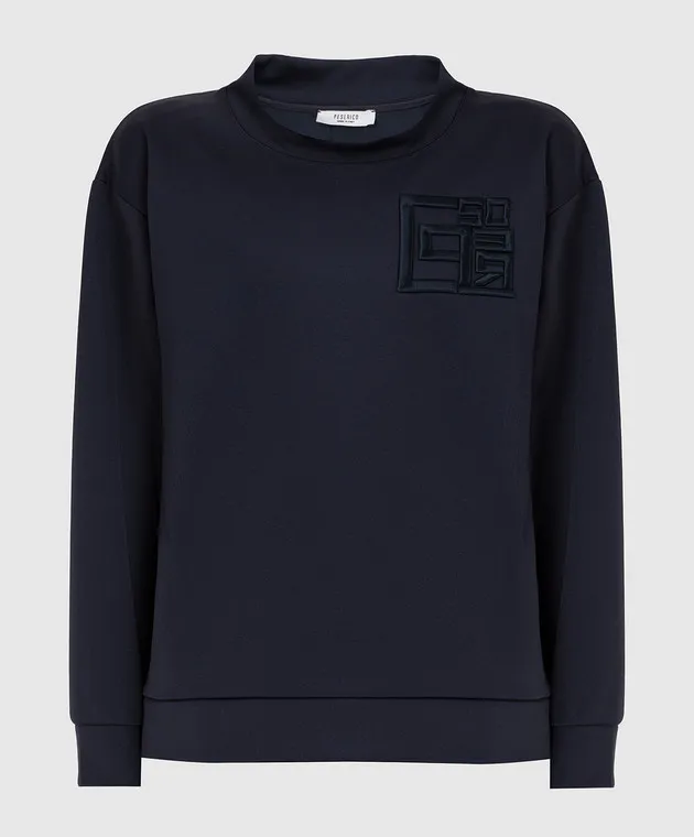 Peserico Navy blue embroidered sweatshirt