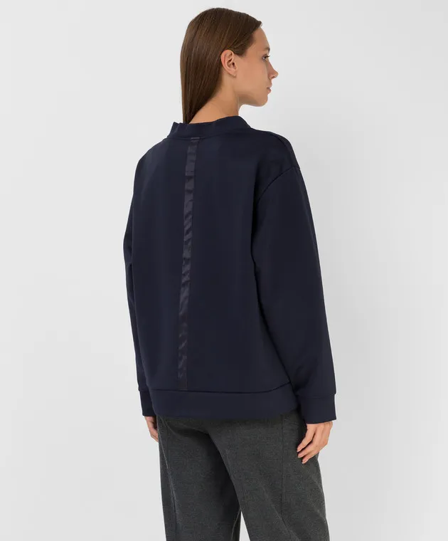 Peserico Navy blue embroidered sweatshirt