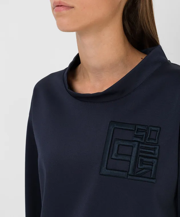 Peserico Navy blue embroidered sweatshirt