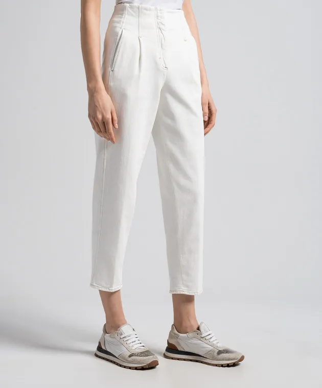 Peserico White pants with logo