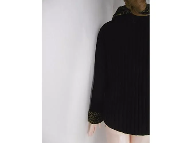 Philosophy di Alberta Ferretti Chaqueta de punto con ribete de leopardo Negro Estampado de leopardo 