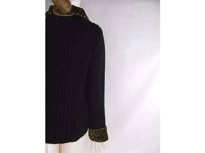 Philosophy di Alberta Ferretti Chaqueta de punto con ribete de leopardo Negro Estampado de leopardo 