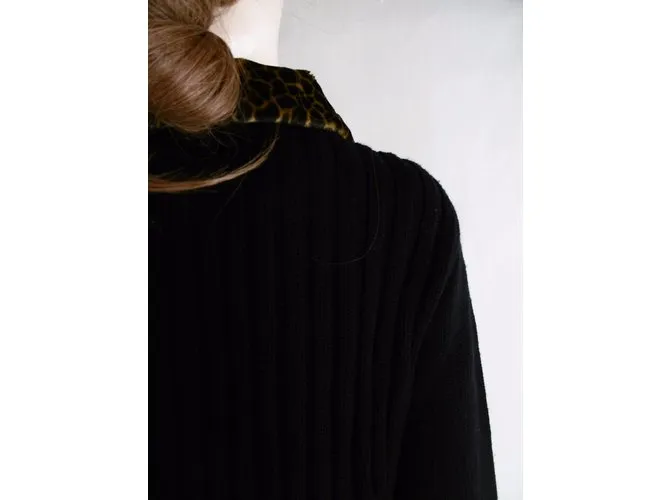 Philosophy di Alberta Ferretti Chaqueta de punto con ribete de leopardo Negro Estampado de leopardo 