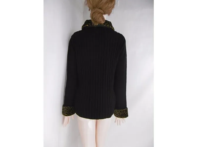 Philosophy di Alberta Ferretti Chaqueta de punto con ribete de leopardo Negro Estampado de leopardo 