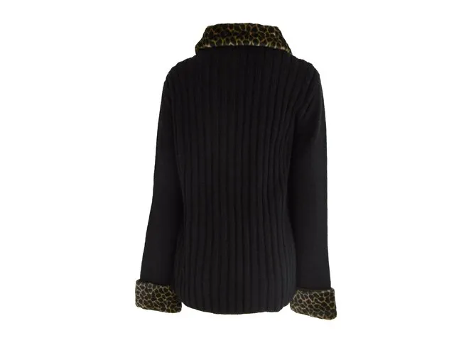 Philosophy di Alberta Ferretti Chaqueta de punto con ribete de leopardo Negro Estampado de leopardo 