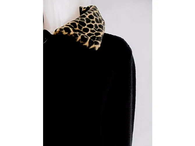 Philosophy di Alberta Ferretti Chaqueta de punto con ribete de leopardo Negro Estampado de leopardo 