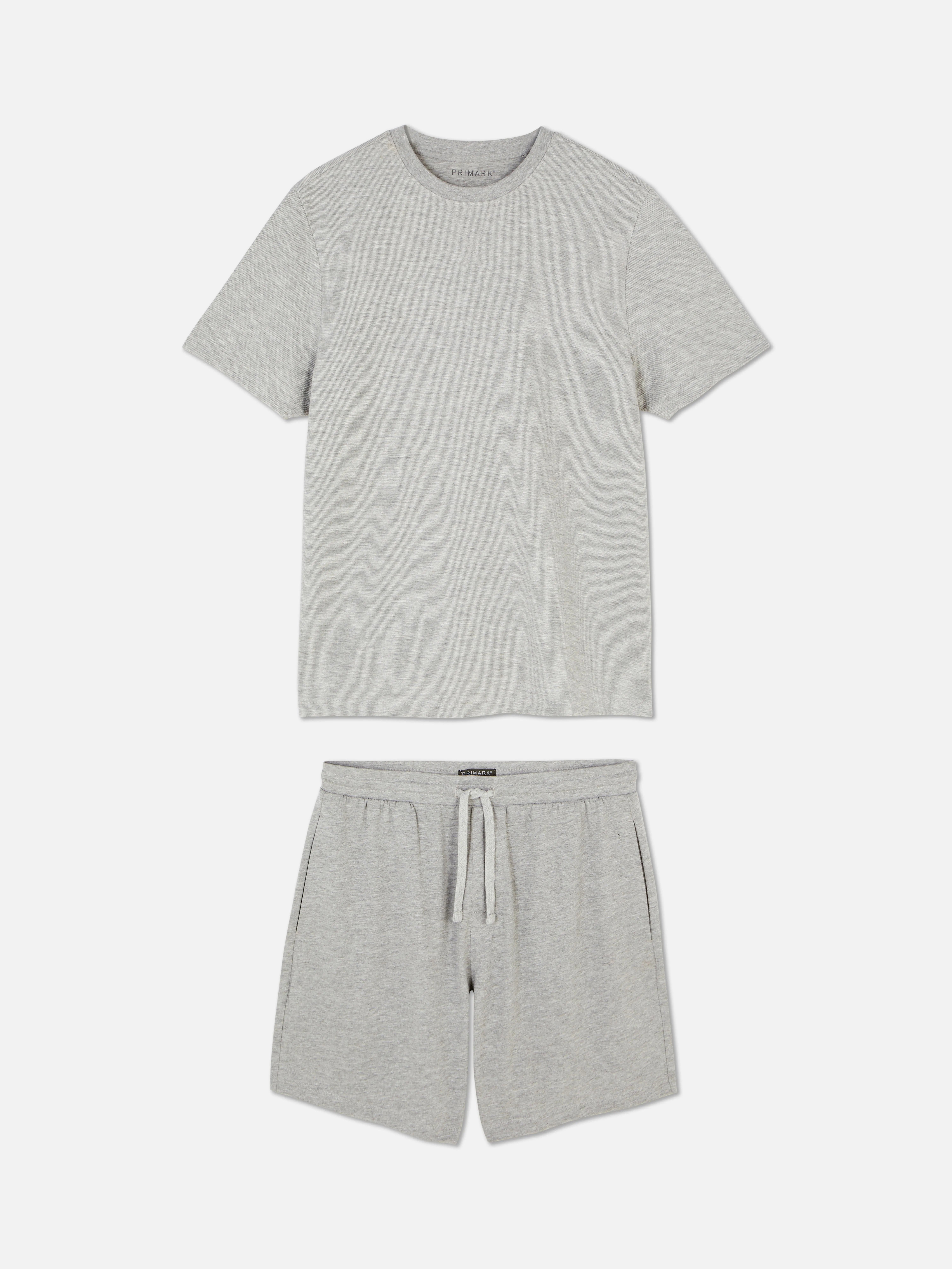 Pijama corto de punto gofrado con camiseta