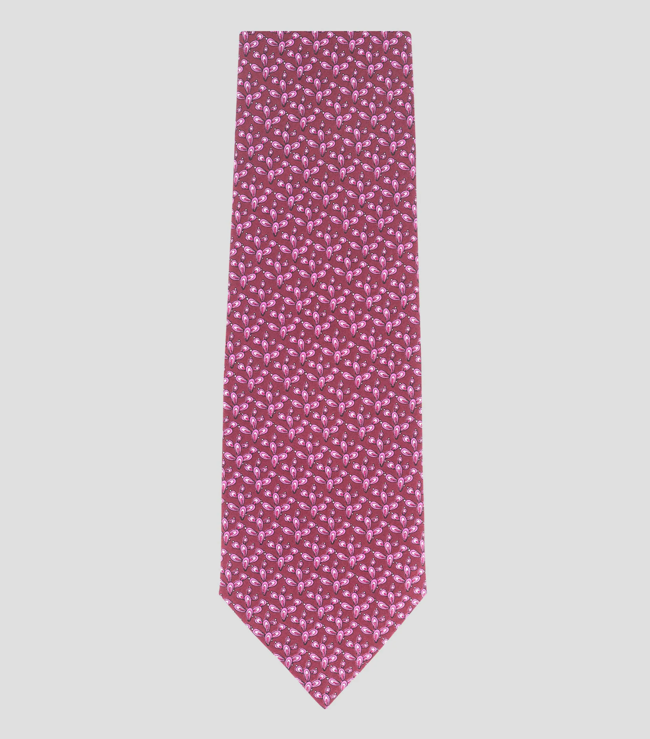 Pineda Covalin Corbata ancha en seda purpura con estampado de nopales