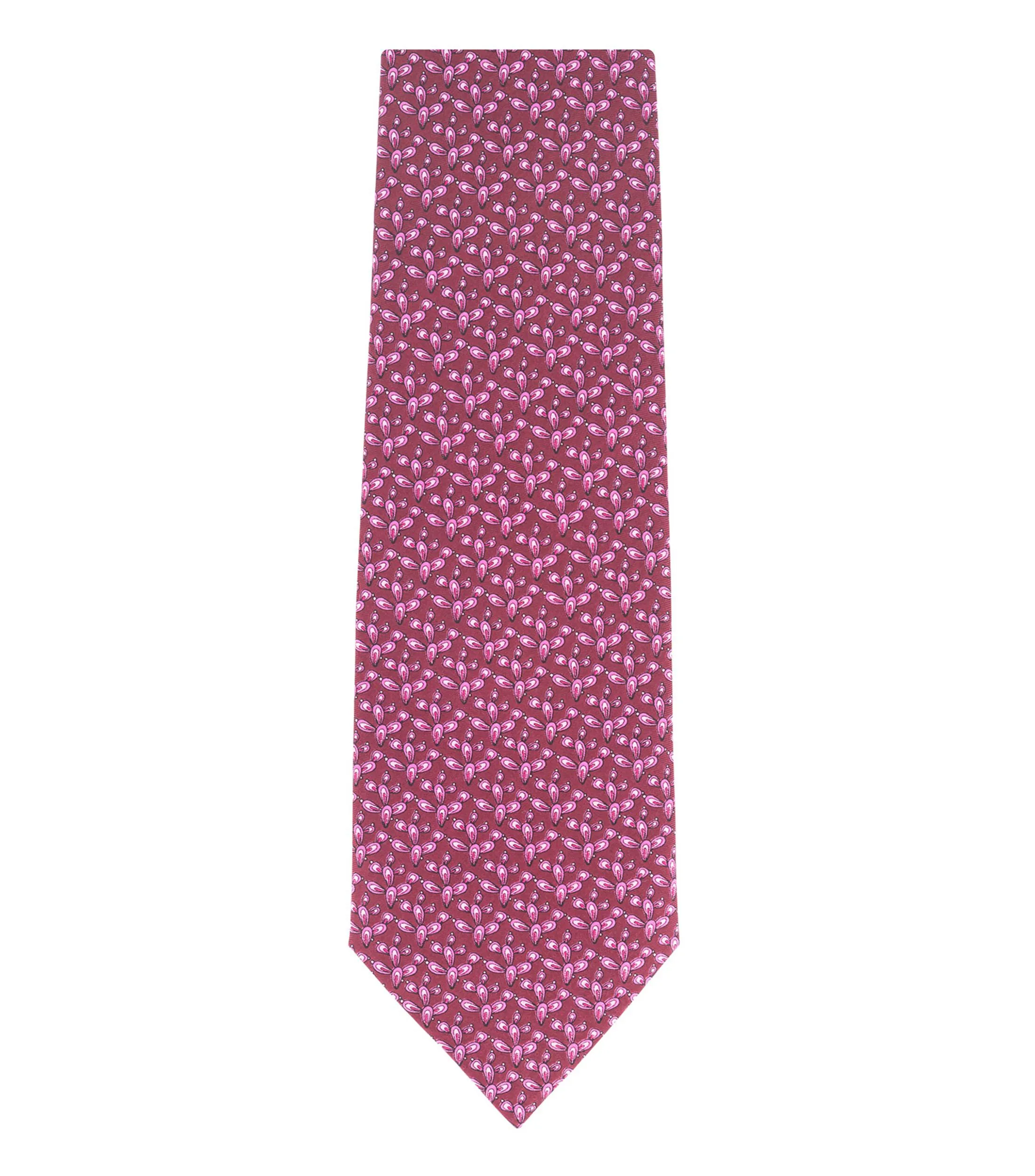 Pineda Covalin Corbata ancha en seda purpura con estampado de nopales