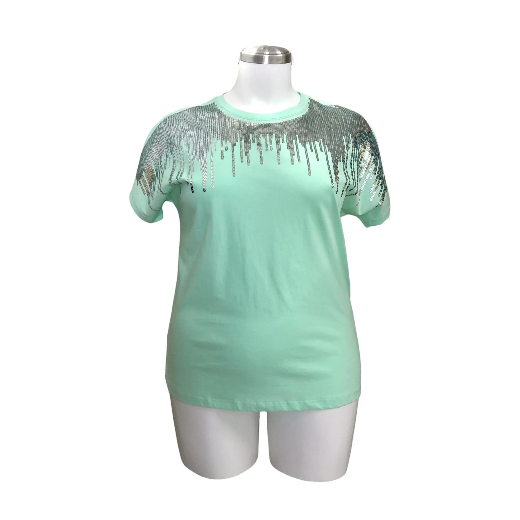 Playera Curvy Estampado Hombros Lentejuela LC