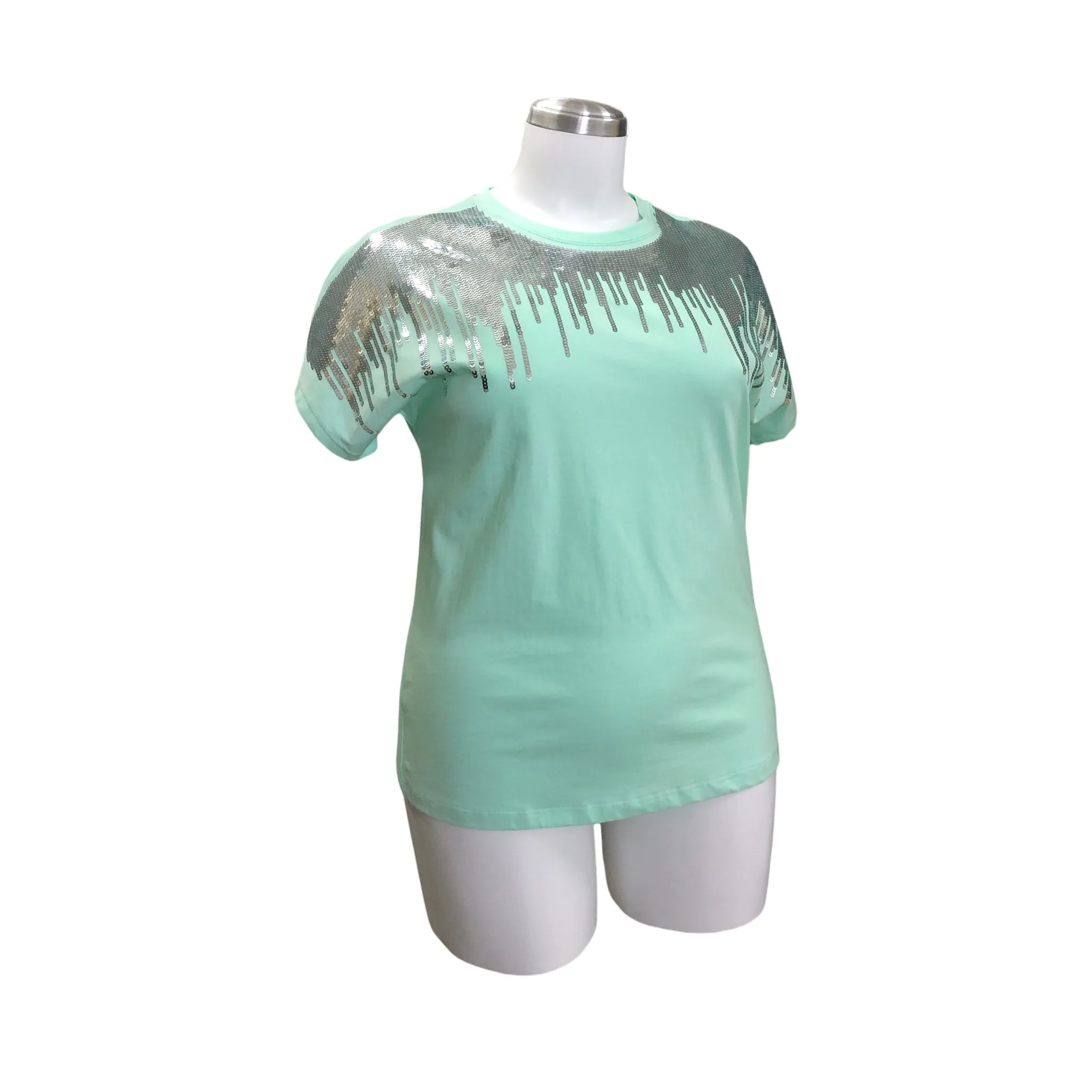 Playera Curvy Estampado Hombros Lentejuela LC