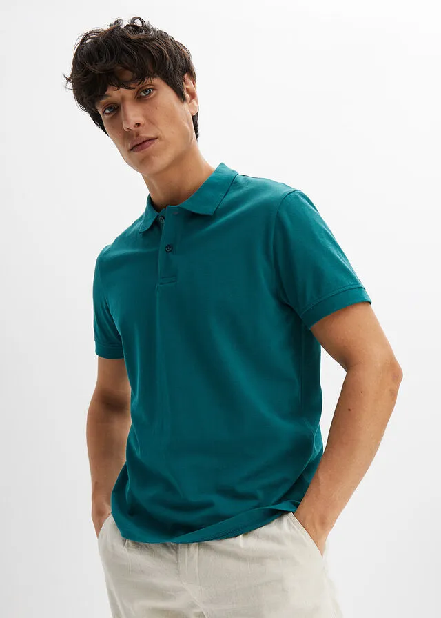 Polo de piqué de manga corta Azul petróleo