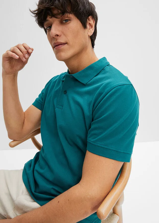 Polo de piqué de manga corta Azul petróleo