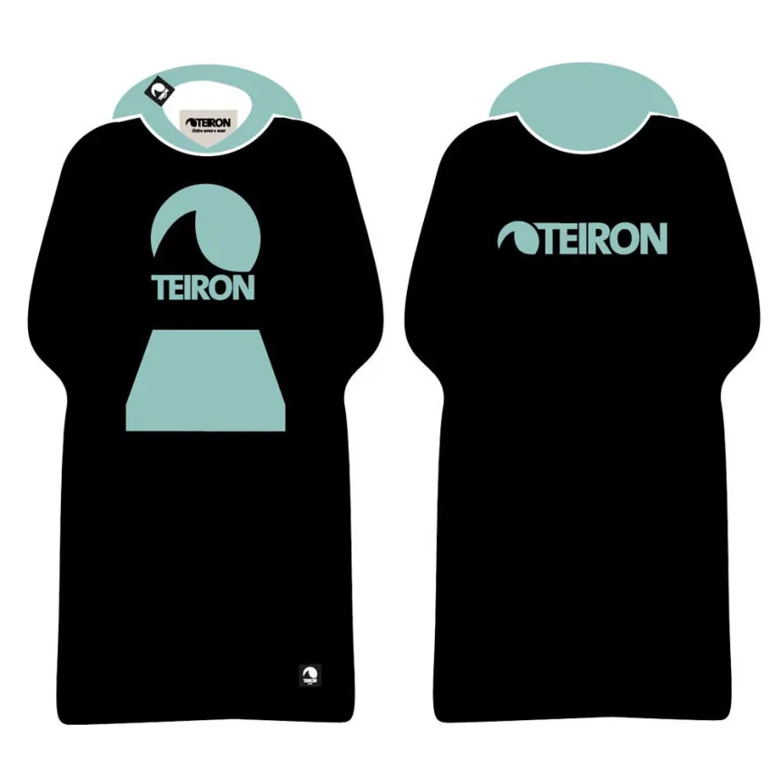 Poncho Teiron Para Niños En Negro Y Verde 
