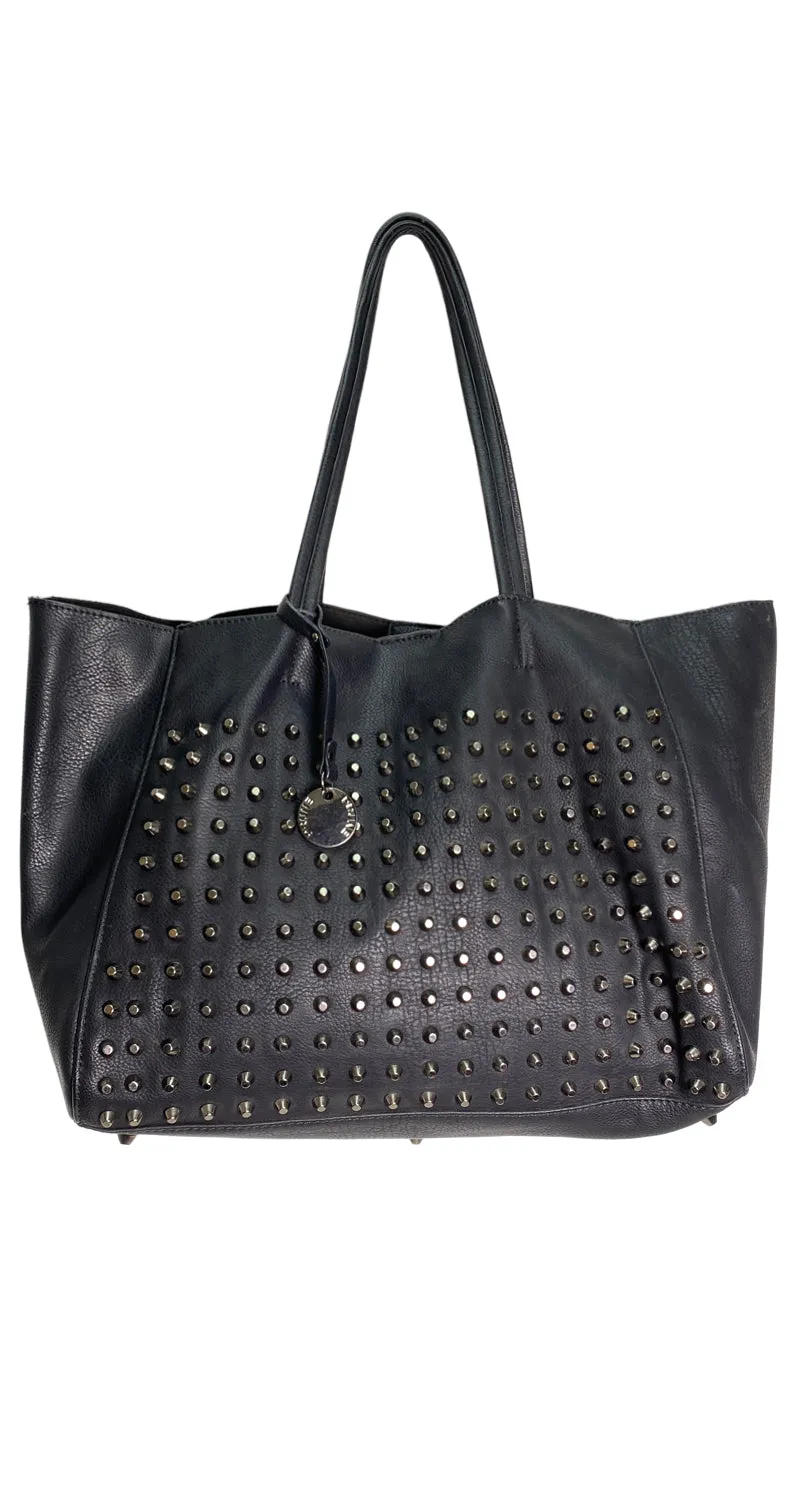 PRÜNE Cartera Negra Tachas