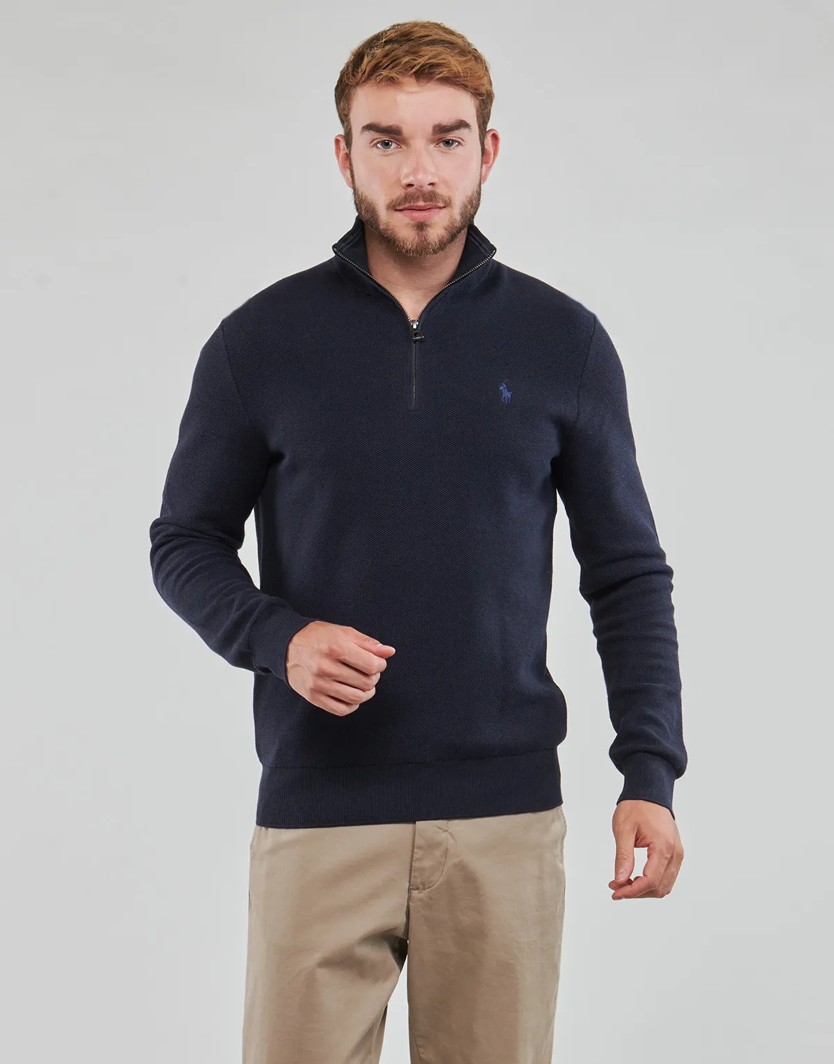 PULL DEMI ZIP EN COTON TEXTURE