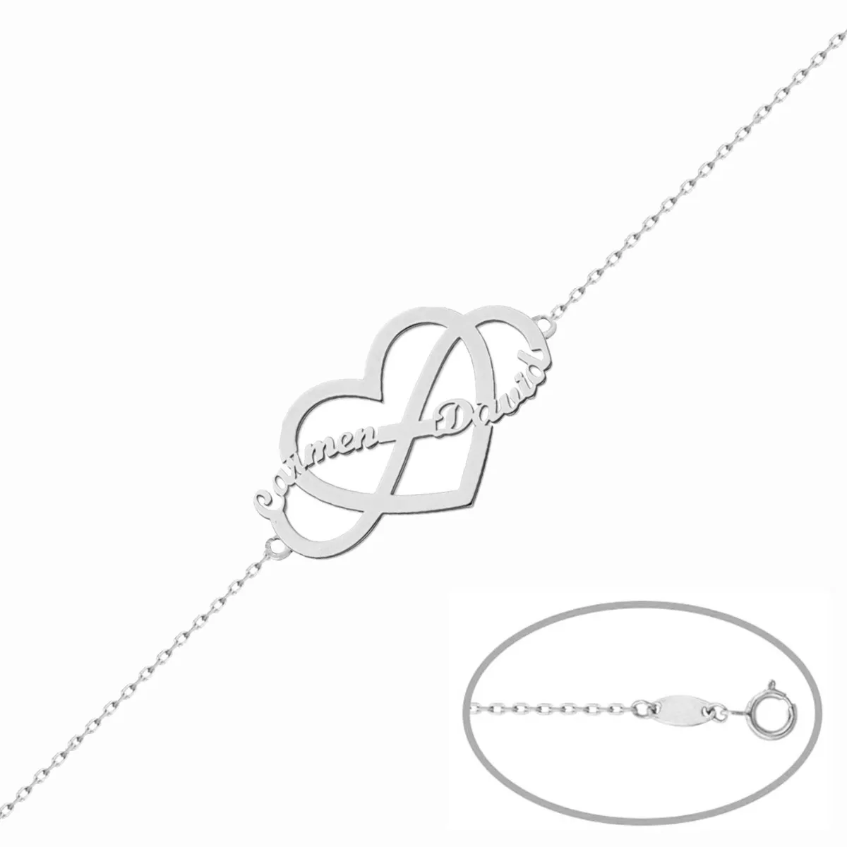 Pulsera Plata Infinito y Corazón 20 x 30 mm