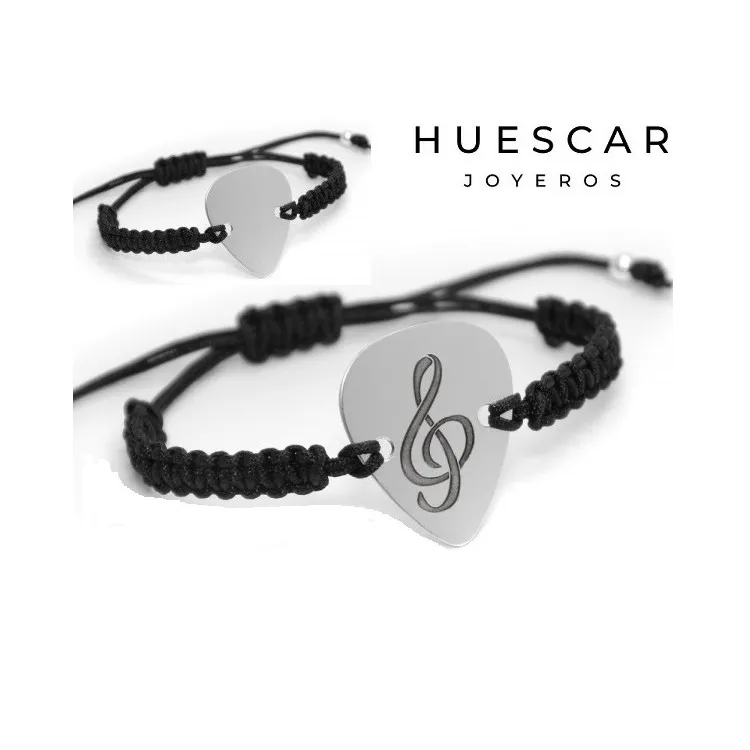 Pulsera pua de guitarra personalizada en plata de ley