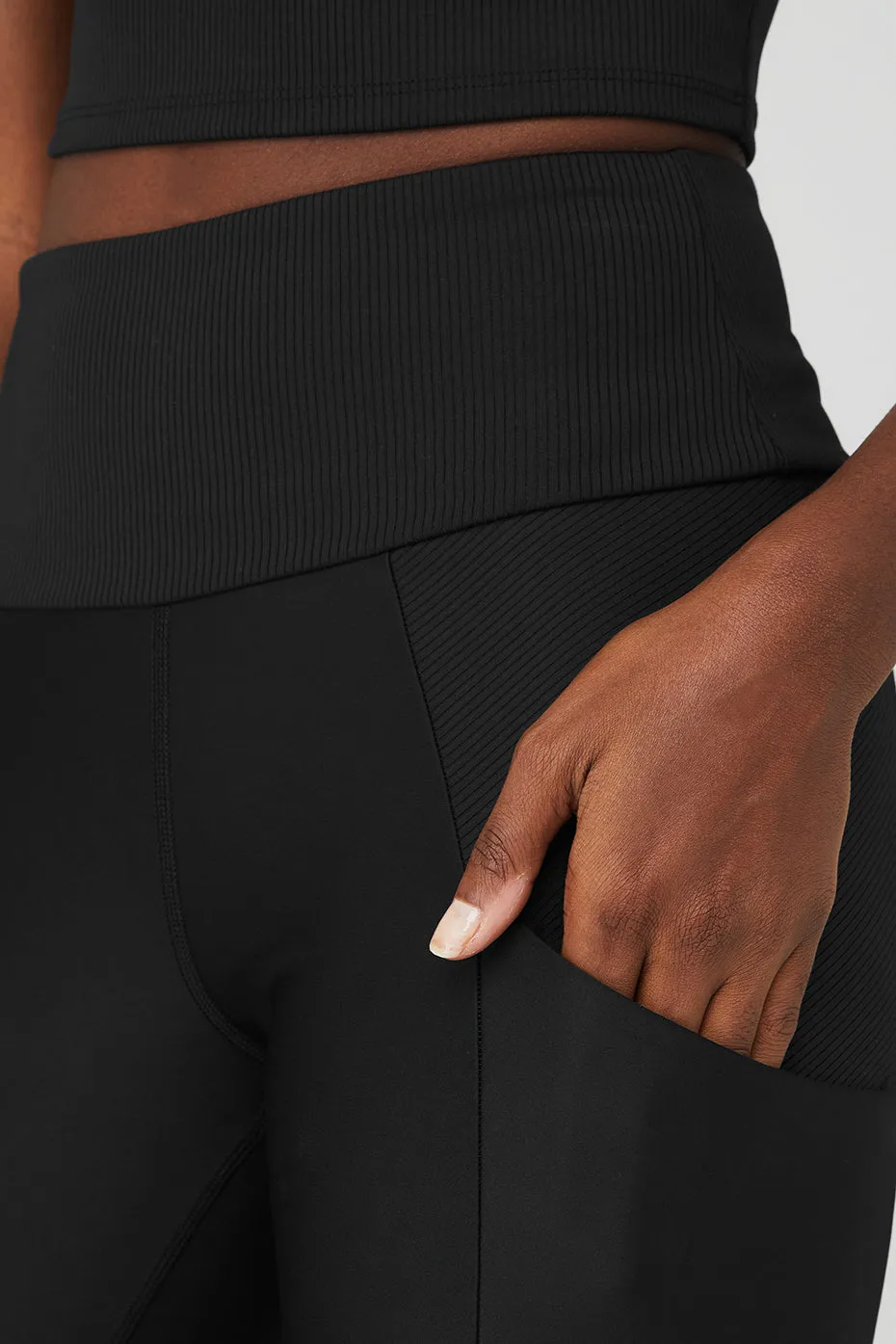 RIBBED AIRLIFT HIGHWAIST 7/8 ENCHANTED LEGGING  BLACK