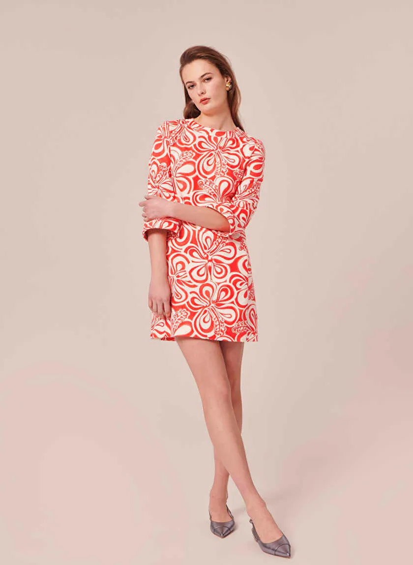 RIVANNA  VESTIDO CORTO DE ALGODóN ESTAMPADO EN NARANJA