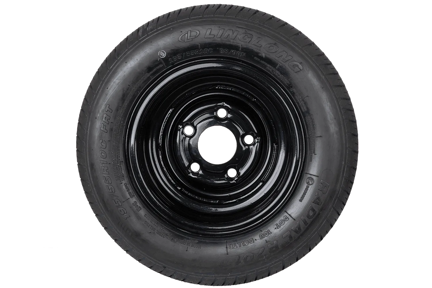 RUEDA REFORZADA PARA REMOLQUE LINGLONG TIRE 195/55 R10C 98/96N UNITRAILER RIM NEGRO 6JX10"H2 5X112 ET:4