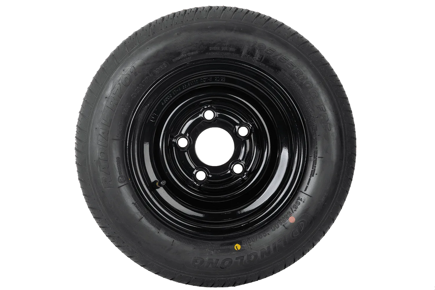 RUEDA REFORZADA PARA REMOLQUE LINGLONG TIRE 195/55 R10C 98/96N UNITRAILER RIM NEGRO 6JX10"H2 5X112 ET:4