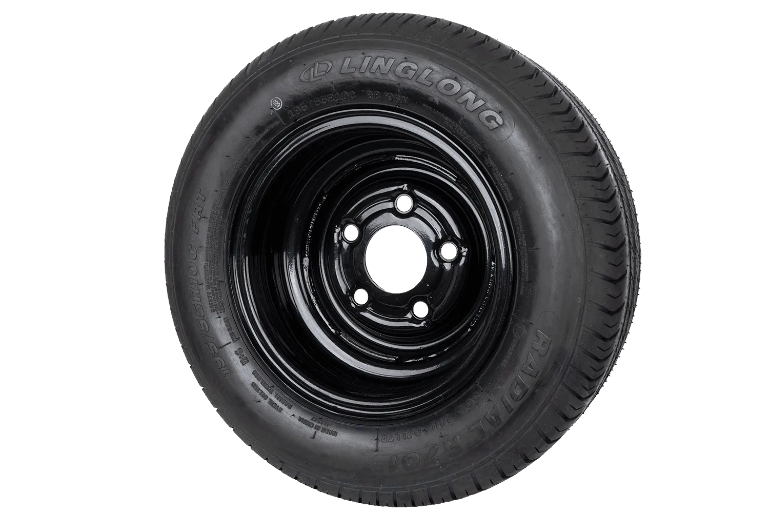 RUEDA REFORZADA PARA REMOLQUE LINGLONG TIRE 195/55 R10C 98/96N UNITRAILER RIM NEGRO 6JX10"H2 5X112 ET:4