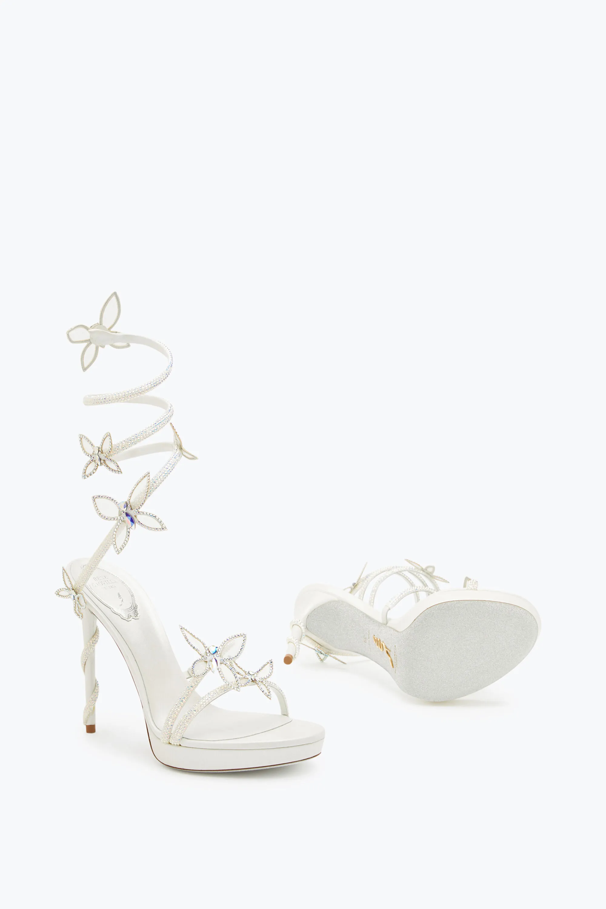 Sandalia Con Plataforma Margot Blanca Con Cristales 120