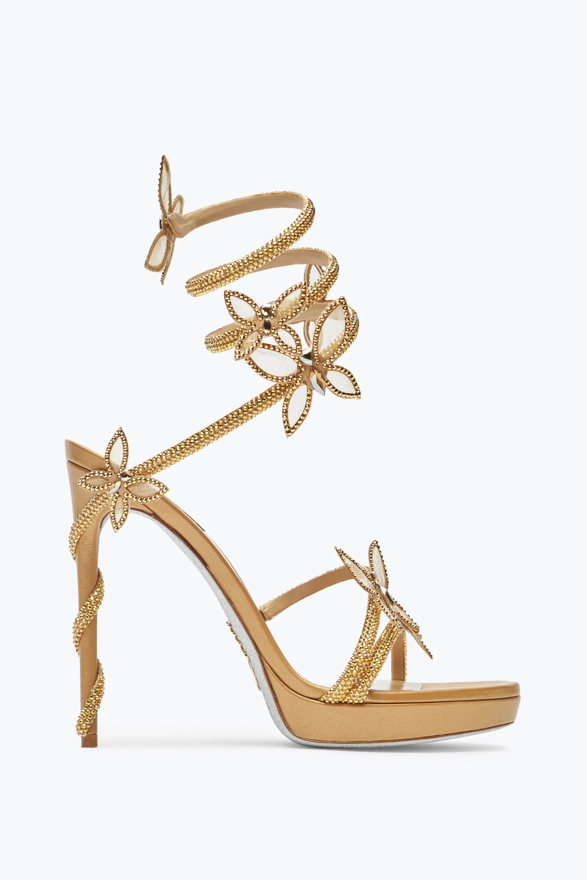 Sandalia Con Plataforma Margot Blanca Con Cristales 120