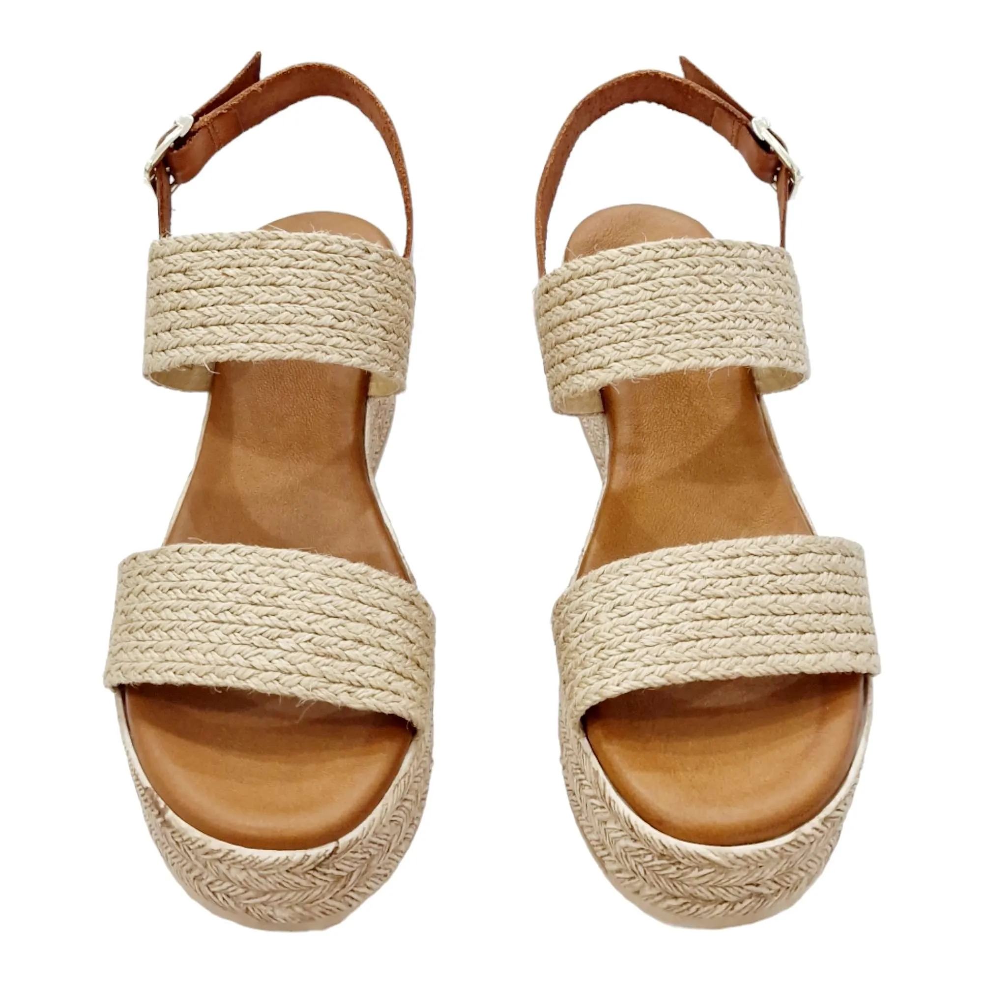 SANDALIA CUNA MUJER PLATAFORMA 2 TIRAS YUTE NATURAL