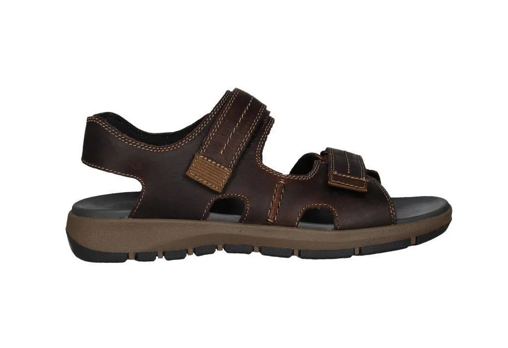 Sandalia Piel Marron 2 Tiras Velcro Pespuntes